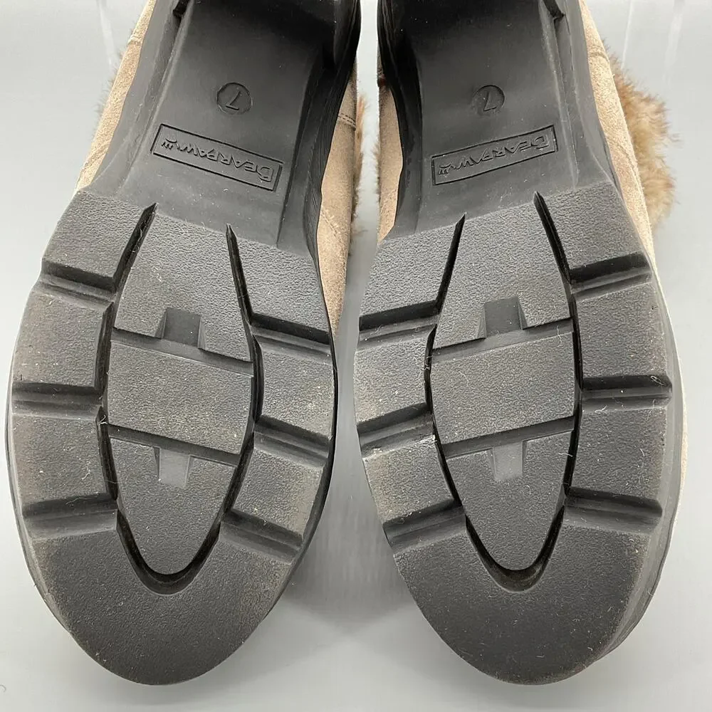 NEW Bearpaw Women’s Marlowe Suede Heeled Boots Mushroom Size 7